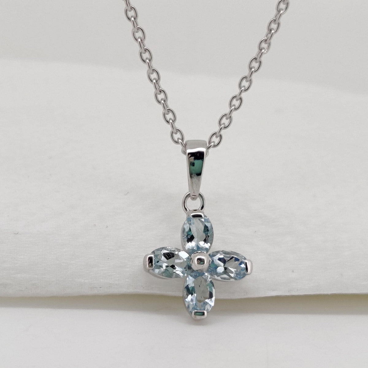 Sterling Silver Oval Cut Aquamarine Pendant, December Birthstone Jewelry