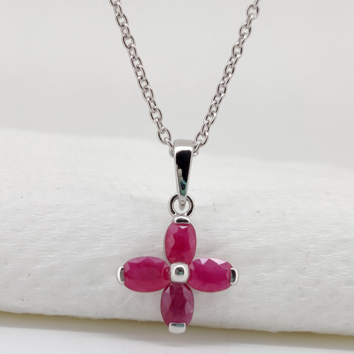Sterling Silver Oval Cut Ruby Pendant, July Birthstone Jewelry