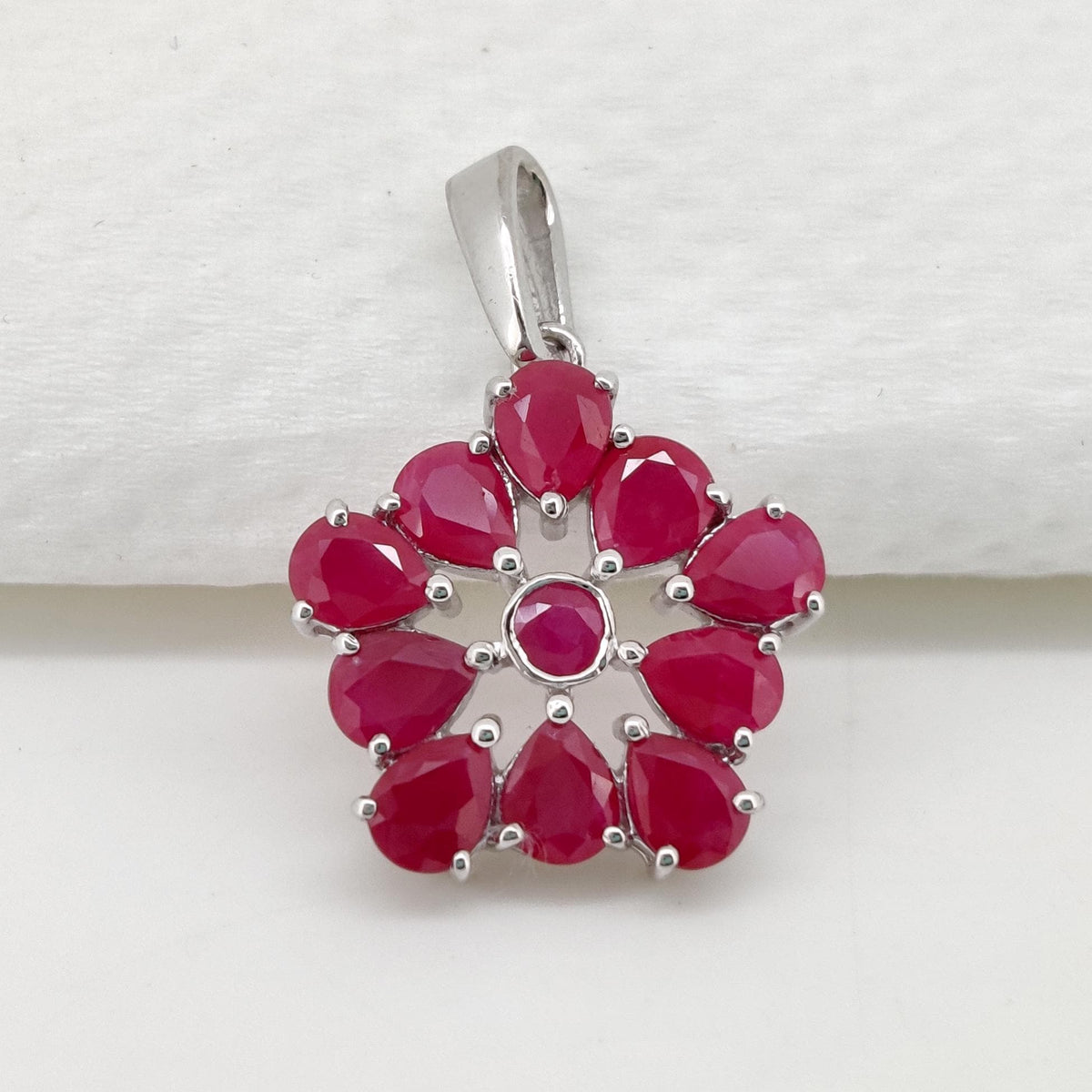 Natural Ruby Pendant, Handmade Sterling Silver Pear Stone Ruby Necklace, July Birthstone Jewelry
