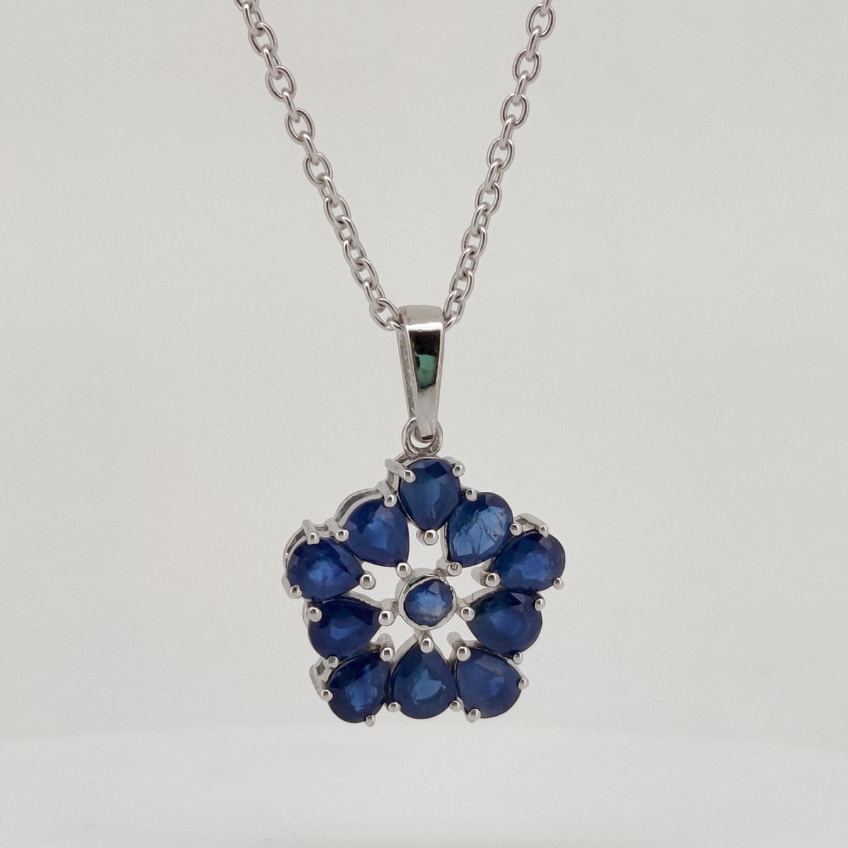 Natural Sapphire Pendant, Handmade Sterling Silver Sapphire Necklace, September Birthstone Jewelry