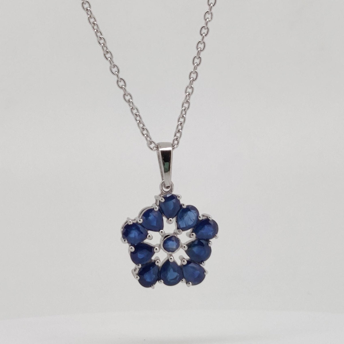 Natural Sapphire Pendant, Handmade Sterling Silver Sapphire Necklace, September Birthstone Jewelry