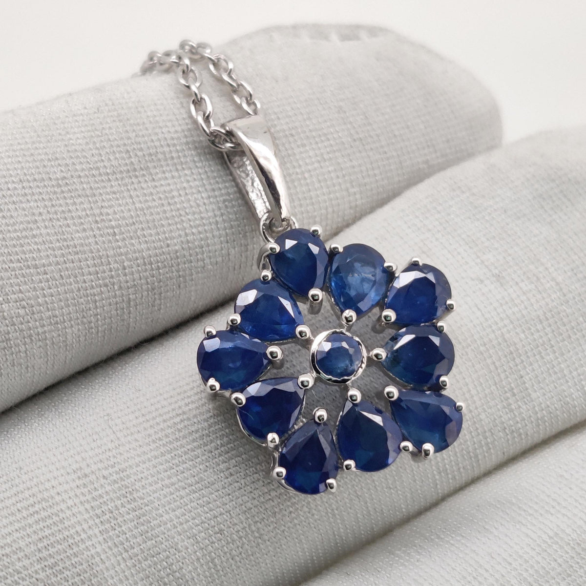 Natural Sapphire Pendant, Handmade Sterling Silver Sapphire Necklace, September Birthstone Jewelry