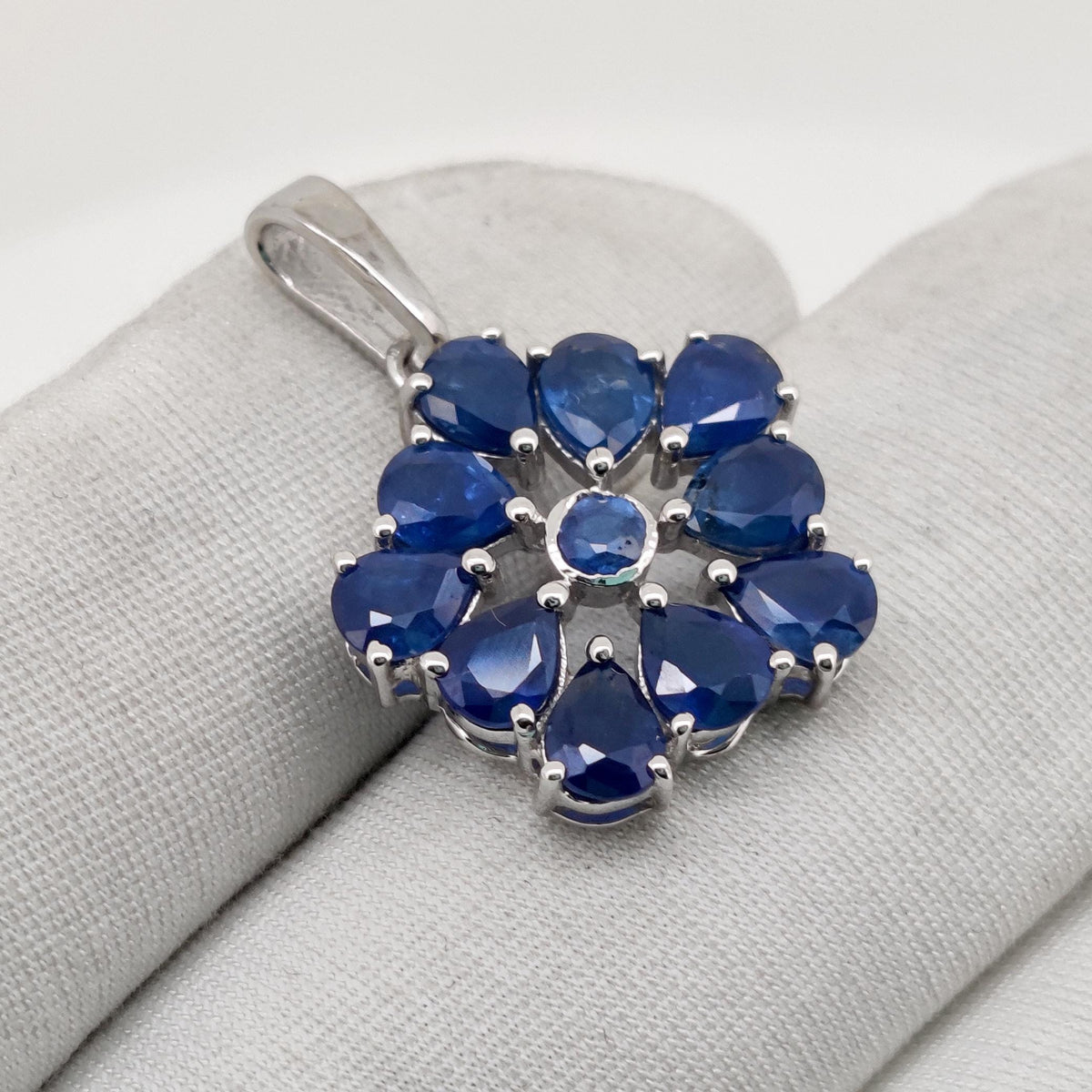 Natural Sapphire Pendant, Handmade Sterling Silver Sapphire Necklace, September Birthstone Jewelry