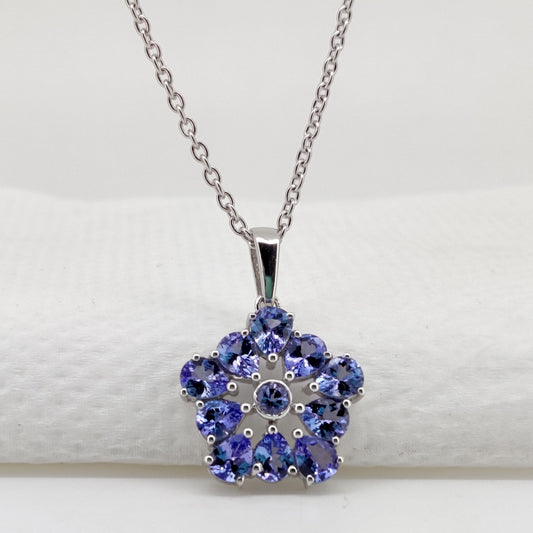 Natural Tanzanite Pendant, Handmade Sterling Silver Tanzanite Necklace, December Birthstone Jewelry