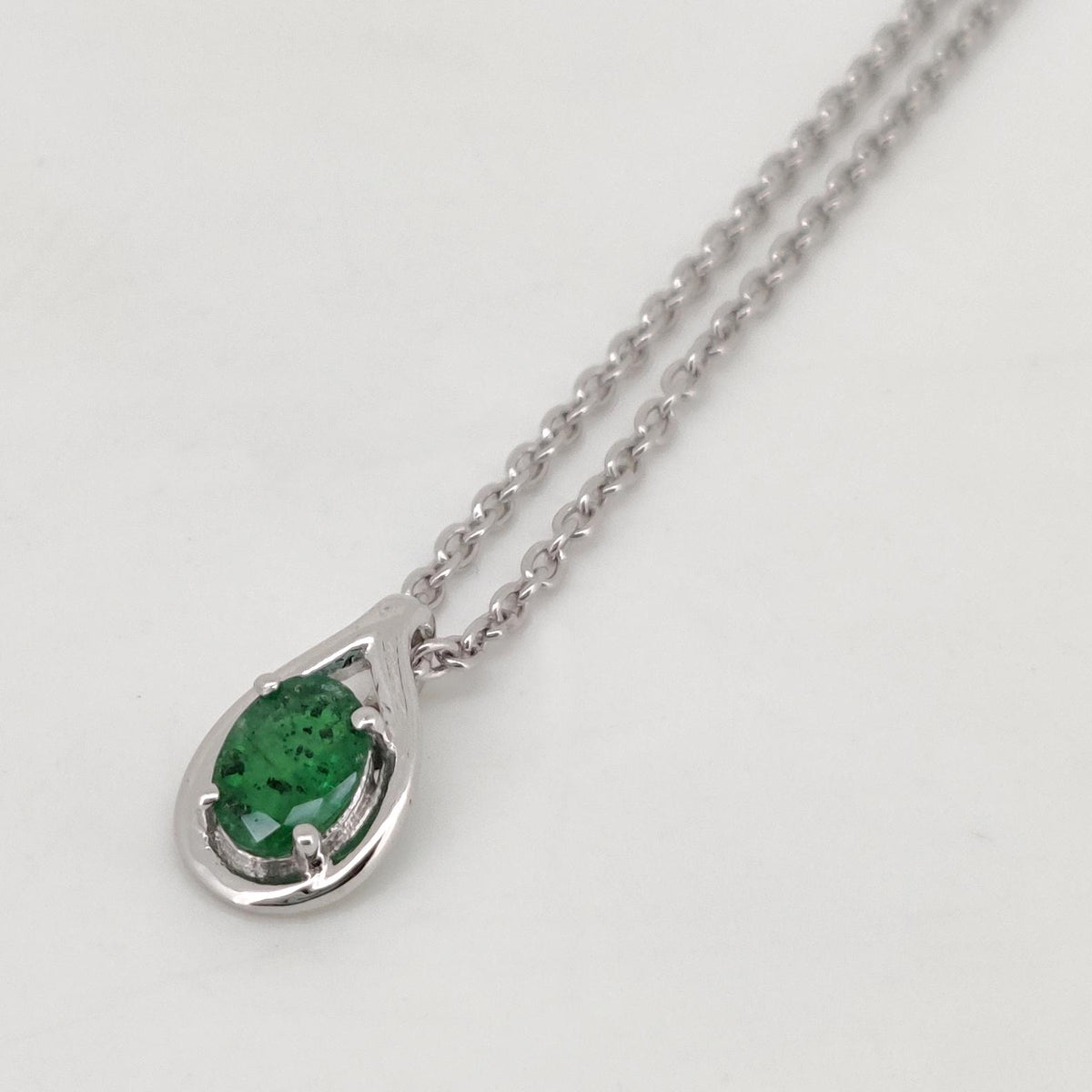 Natural Emerald Pendant, Handmade Sterling Silver Emerald Necklace, May Birthstone Jewelry