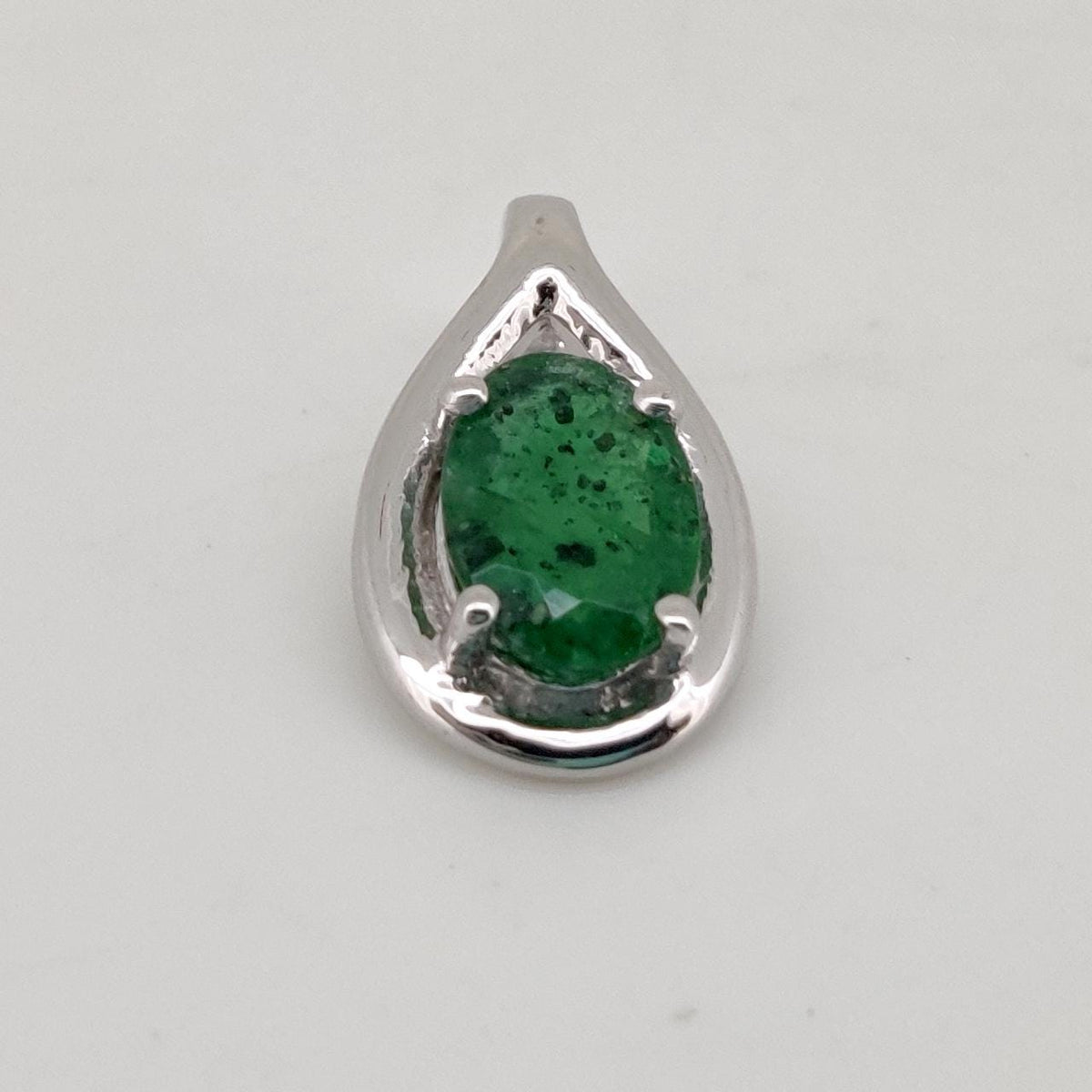 Natural Emerald Pendant, Handmade Sterling Silver Emerald Necklace, May Birthstone Jewelry