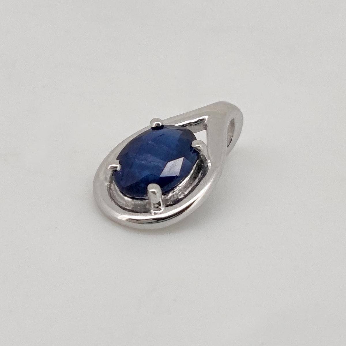 Handmade Sapphire Pendant Sterling Silver, Blue Stone Necklace, September Birthstone Gift