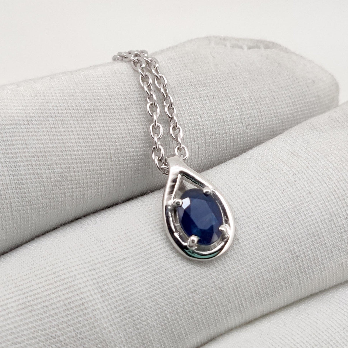 Handmade Sapphire Pendant Sterling Silver, Blue Stone Necklace, September Birthstone Gift