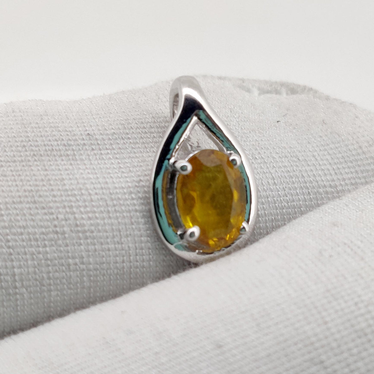Handmade Sapphire Pendant Sterling Silver, Yellow Stone Necklace, September Birthstone Jewelry