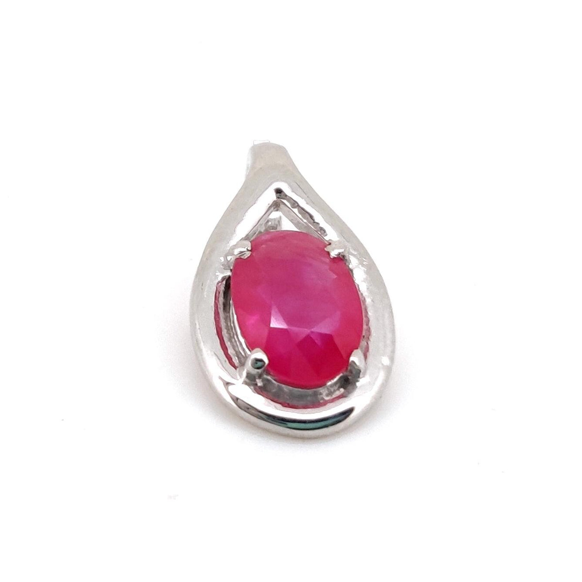 Oval Ruby Pendant, 925 Sterling Silver Teardrop Necklace, July Birthstone Jewelry