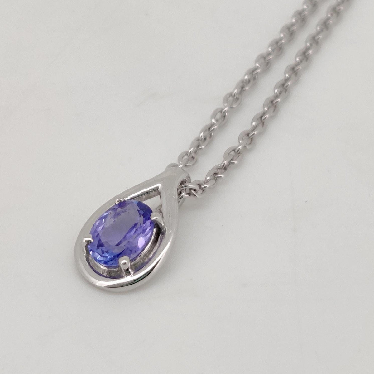 Oval Tanzanite Pendant, 925 Sterling Silver Teardrop Necklace, December Birthstone Gift
