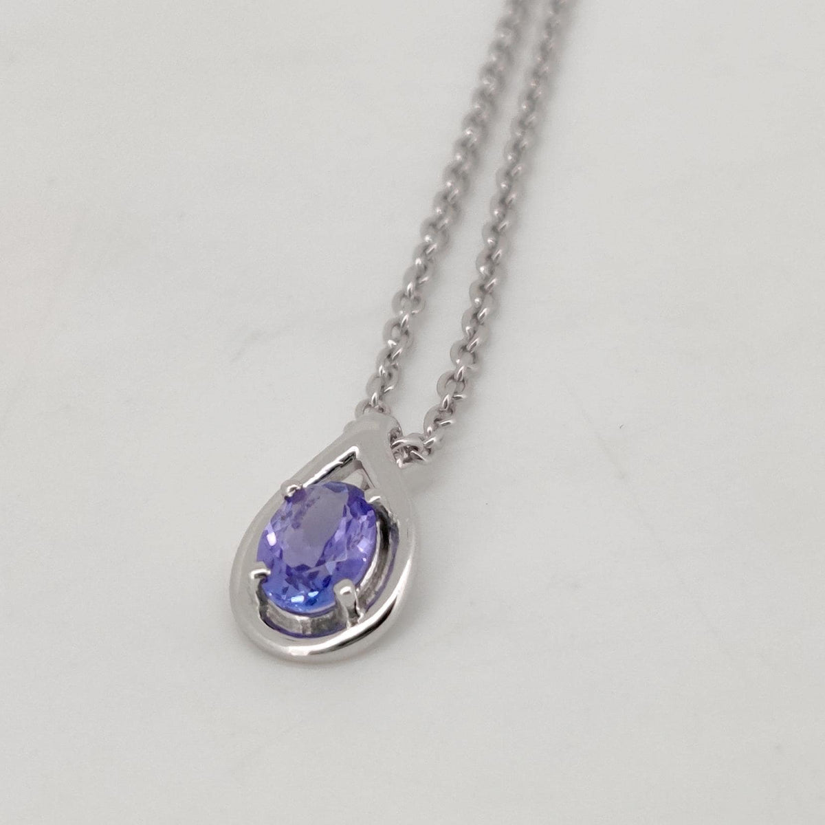 Oval Tanzanite Pendant, 925 Sterling Silver Teardrop Necklace, December Birthstone Gift