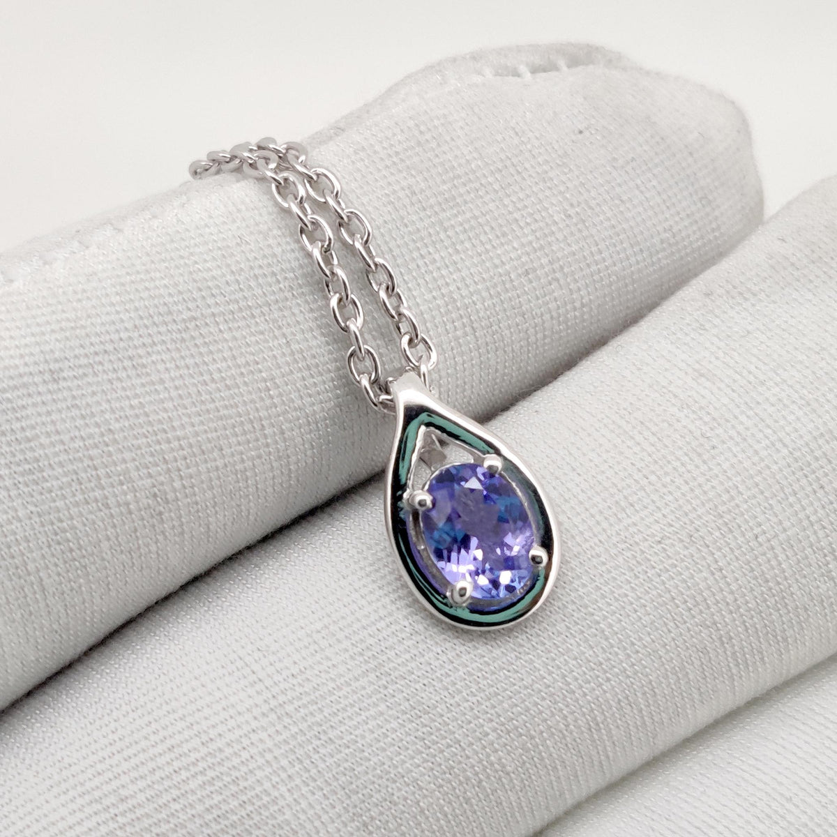 Oval Tanzanite Pendant, 925 Sterling Silver Teardrop Necklace, December Birthstone Gift
