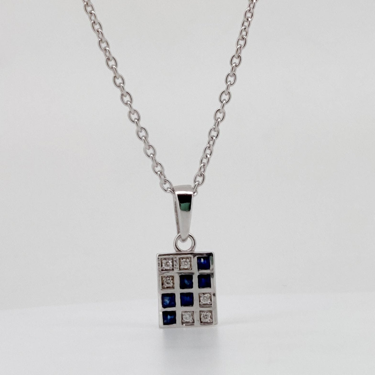 Natural Sapphire Gemstone Pendant Sterling Silver Diamond Handmade Jewelry September Birthstone Gift For Her