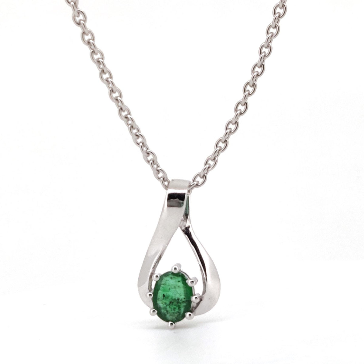 Emerald Oval Cut Pendant, Sterling Silver May Birthstone Jewelry, Wedding Gift For Her