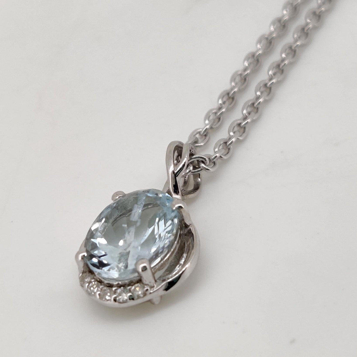 Natural Aquamarine Pendant-925 Sterling Silver-March Birthstone-Handmade Gemstone Jewelry-Anniversary Gift