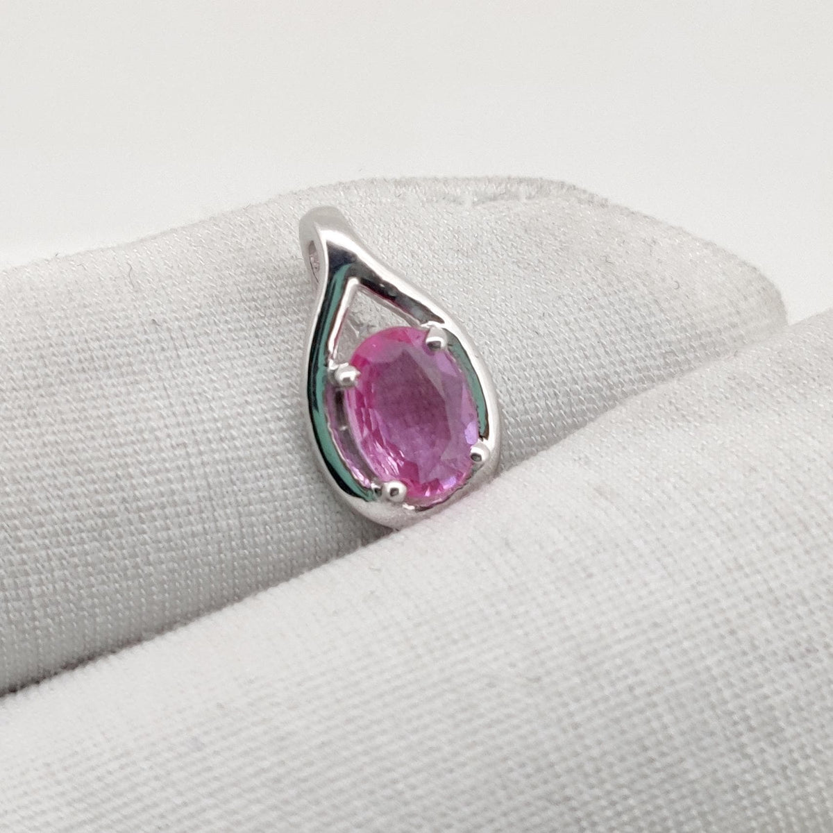Handmade Pink Sapphire Silver Pendant, Sapphire Necklace, September Birthstone Jewelry