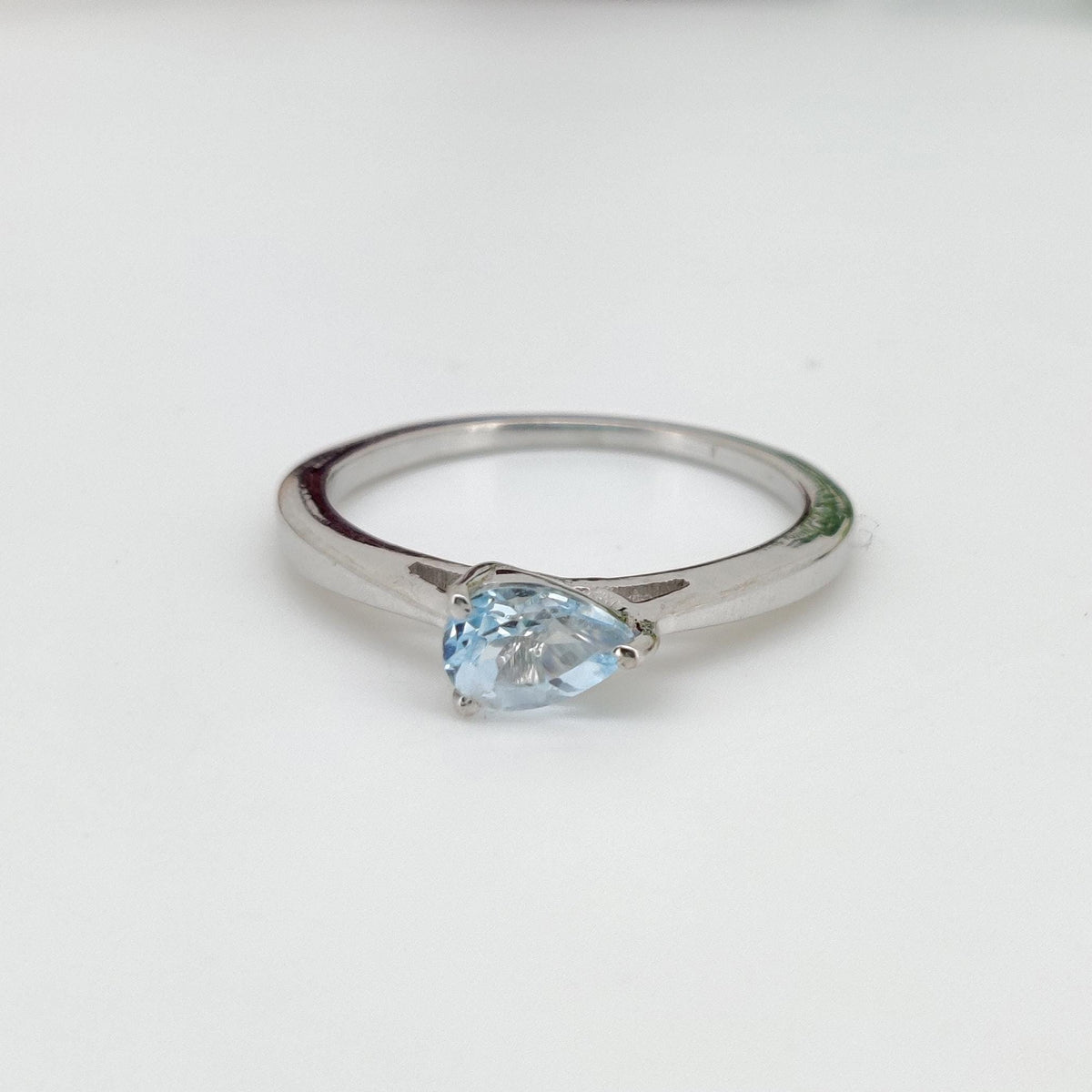 Blue Topaz Sterling Silver Ring: Pear Gemstone Stacking Band Jewelry, December Birthstone Gift