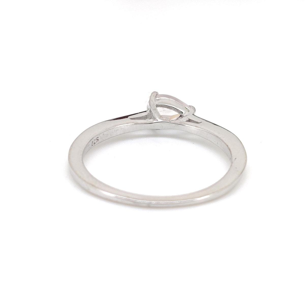 Rose Quartz Sterling Silver Ring: Pear Gemstone Stacking Band Jewelry, January Birthstone Gift