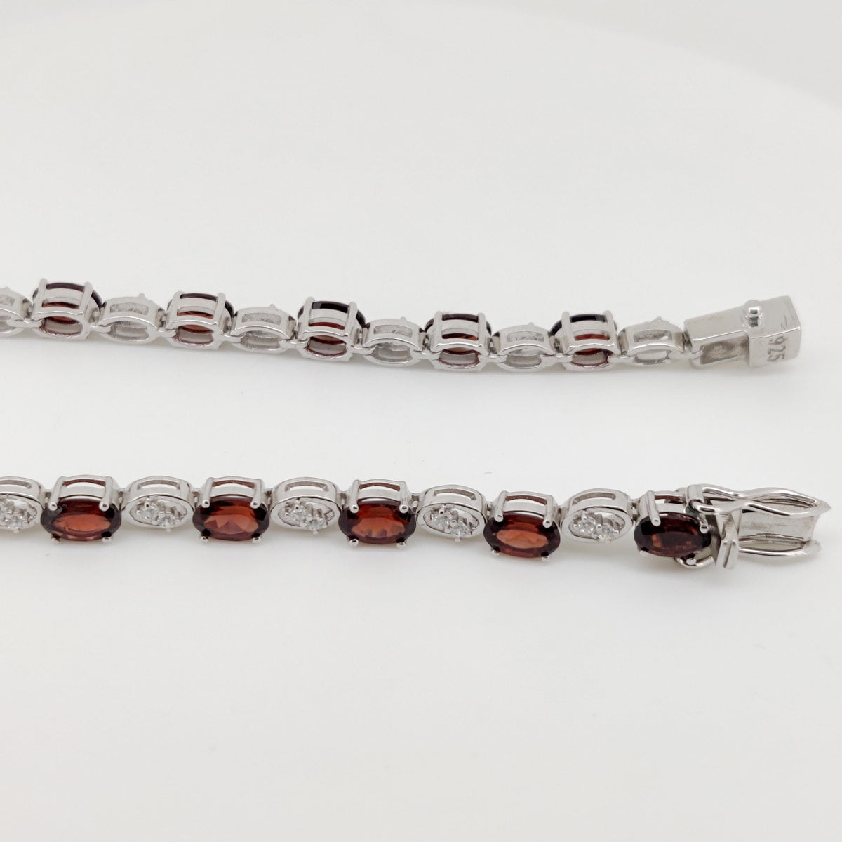 Oval Garnet Tennis Bracelet, Sterling Silver, January Birthstone, Red Gemstone Jewelry