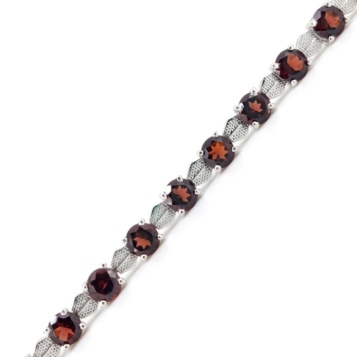 Natural Garnet Tennis Bracelet, Sterling Silver, January Birthstone, Handmade Gemstone Jewelry, Wedding Gift