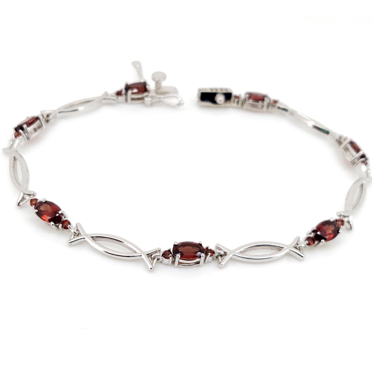 Garnet Tennis Bracelet: Sterling Silver January Birthstone Jewelry, Anniversary Gift