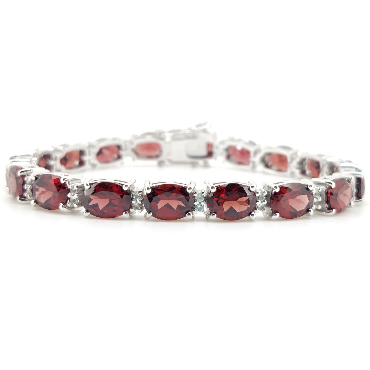 Oval Cut Garnet Tennis Bracelet, Sterling Silver, January Birthstone