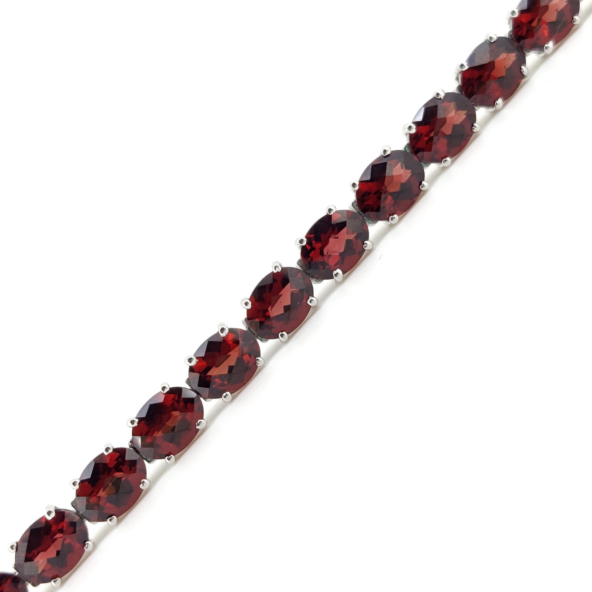 Garnet Tennis Bracelet, Sterling Silver, January Birthstone, Oval Red Gemstone Fine Jewelry