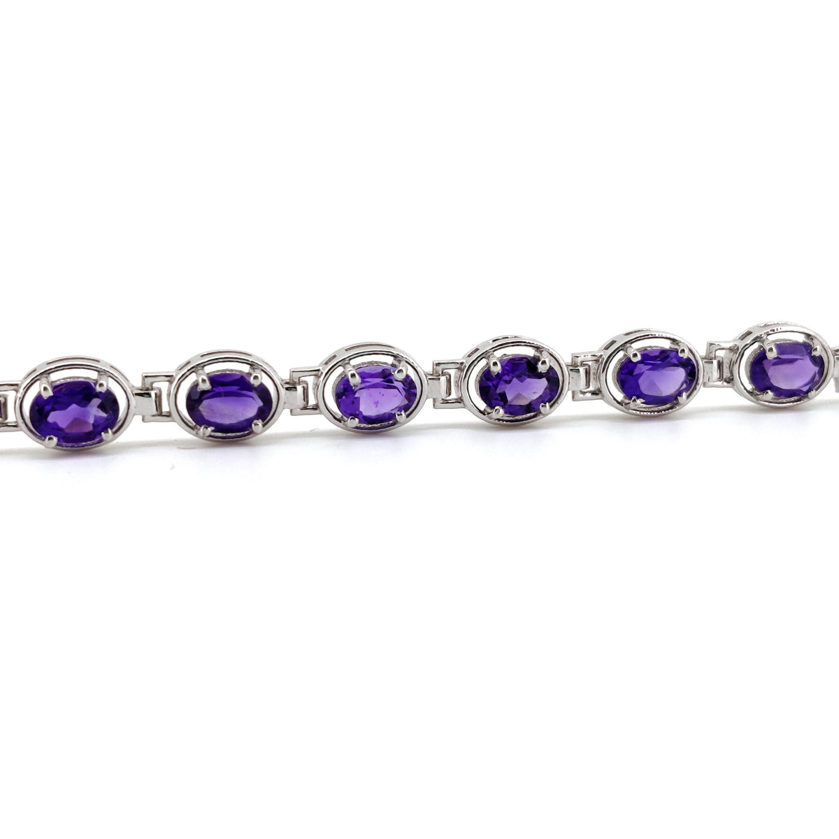 Natural Amethyst Tennis Bracelet, 7x5 mm Oval Sterling Silver, February Birthstone Jewelry