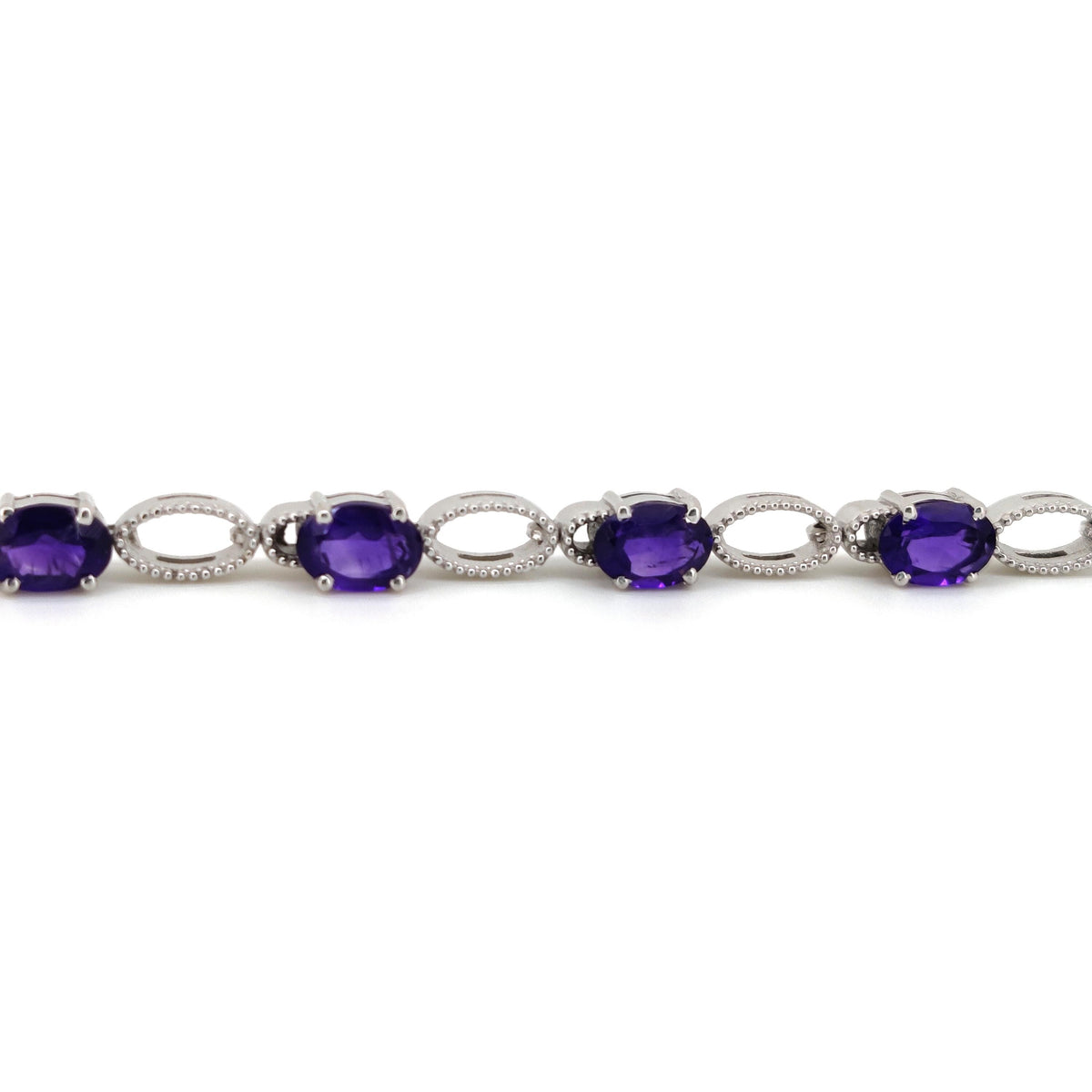7x5mm Oval Amethyst Tennis Bracelet, 925 Sterling Silver, February Birthstone Jewelry, Purple Gemstone Gift