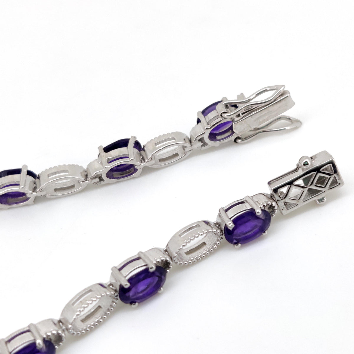 7x5mm Oval Amethyst Tennis Bracelet, 925 Sterling Silver, February Birthstone Jewelry, Purple Gemstone Gift
