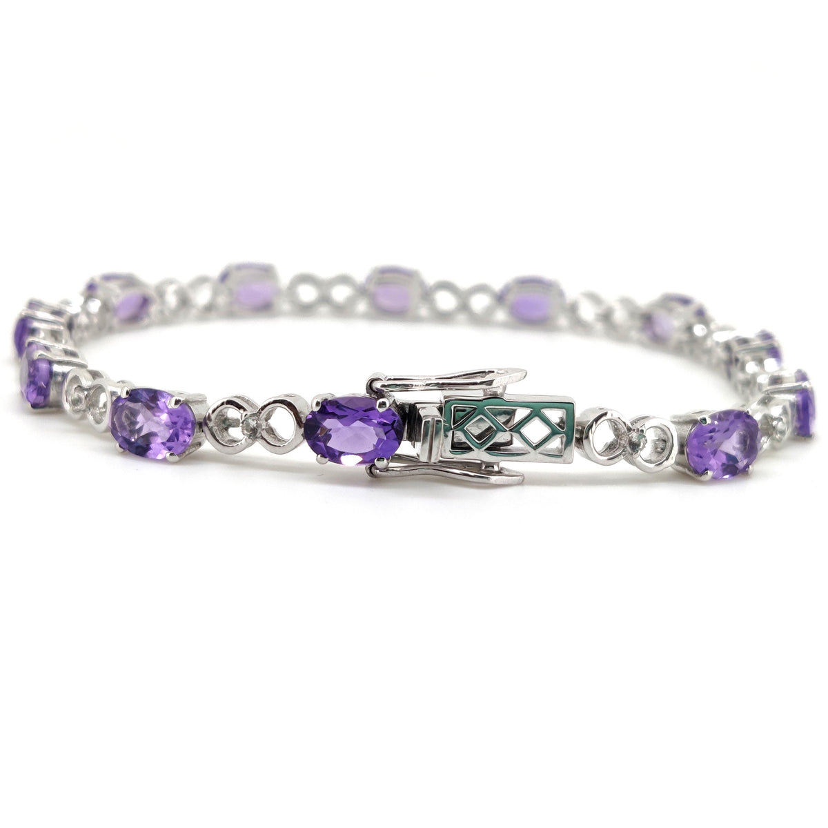 Amethyst Tennis Bracelet, Sterling Silver, Oval Purple Gemstone, February Birthstone Jewelry