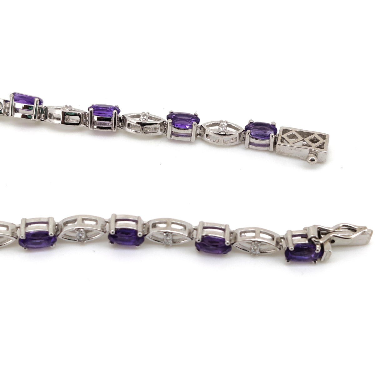 Natural Amethyst Oval Tennis Bracelet, 925 Sterling Silver, February Birthstone