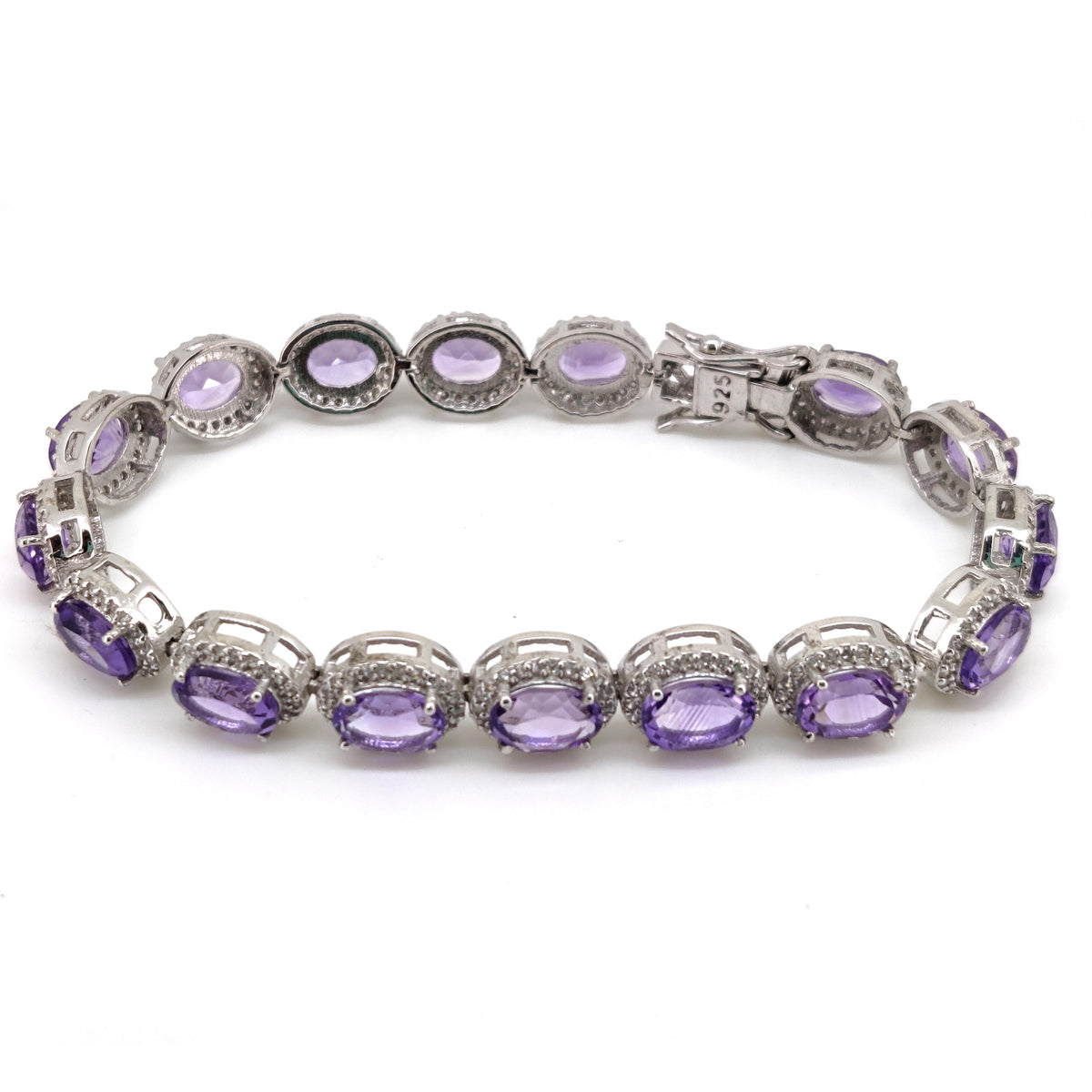 Oval Amethyst Tennis Bracelet, 925 Sterling Silver, February Birthstone, Handmade Jewelry