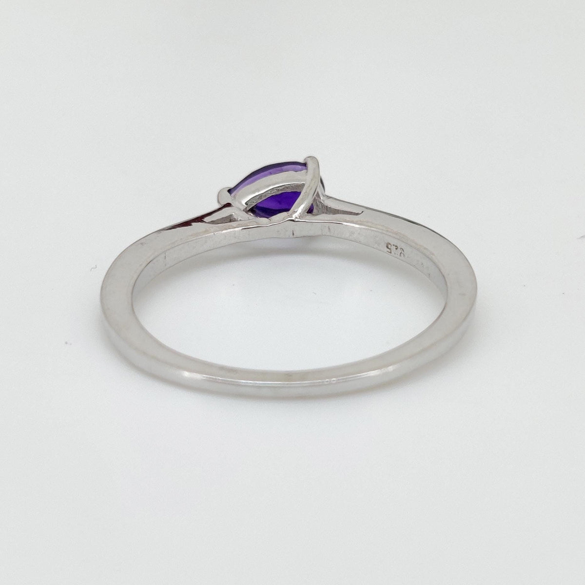 African Amethyst Sterling Silver Ring: Pear Gemstone Stacking Band, Gifts For Her