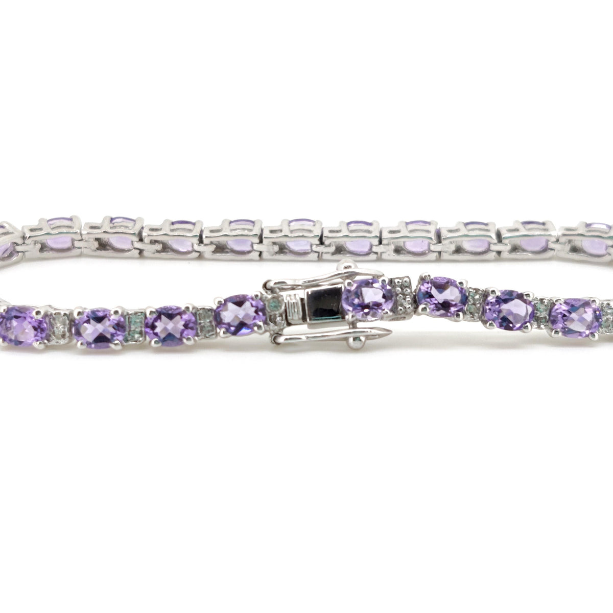 Natural Amethyst Tennis Bracelet-Sterling Silver-Oval Gemstone-February Birthstone, Amethyst Jewelry