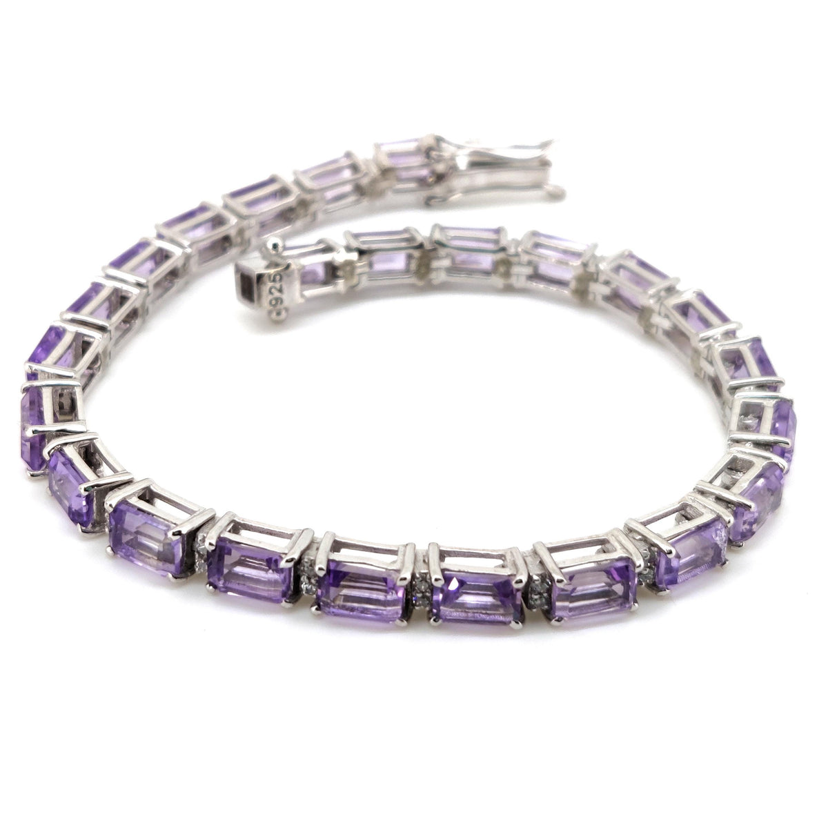 Amethyst Octogen Cut Tennis Bracelet, 925 Sterling Silver, Amethyst Jewelry