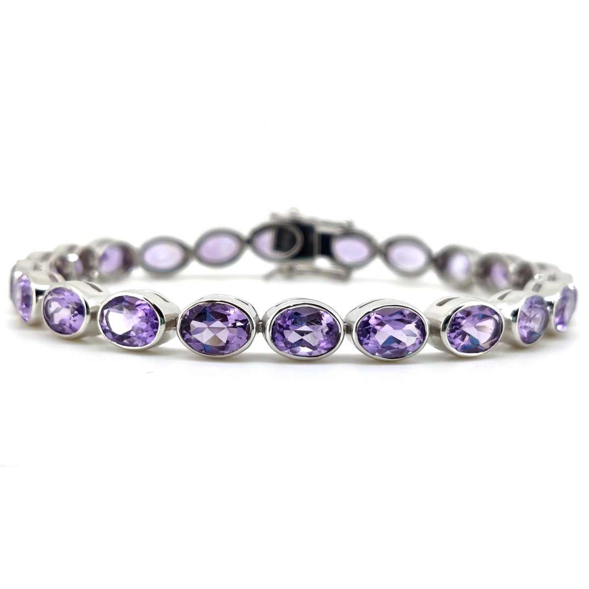 Amethyst Handmade Tennis Bracelet-925 Sterling Silver- Amethyst Jewelry-Oval Purple Gemstone-February Birthstone, Wedding Gift
