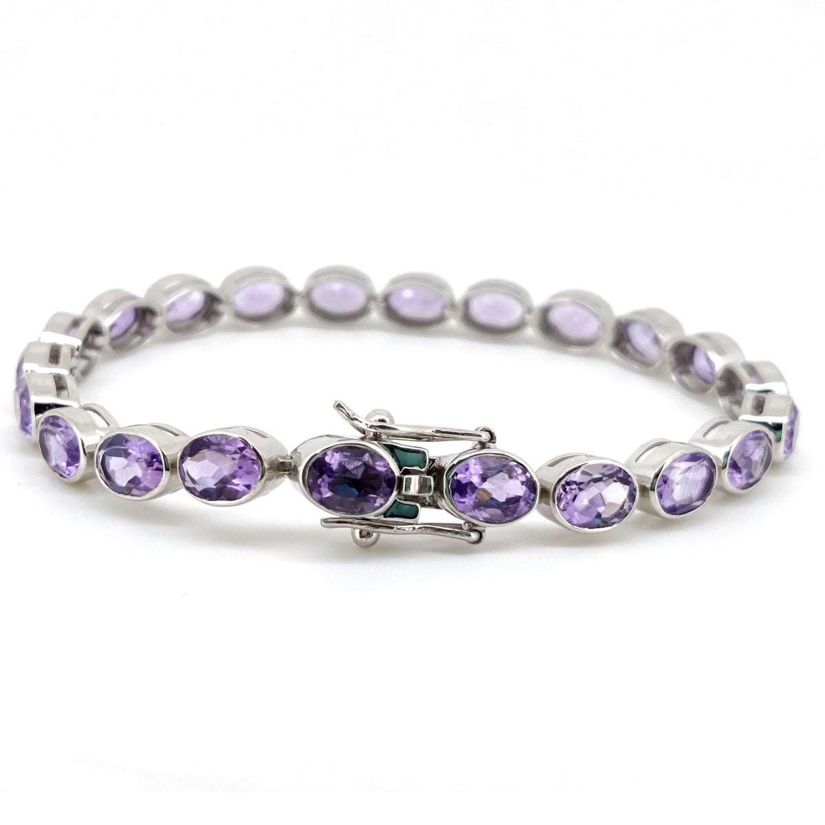 Amethyst Handmade Tennis Bracelet-925 Sterling Silver- Amethyst Jewelry-Oval Purple Gemstone-February Birthstone, Wedding Gift