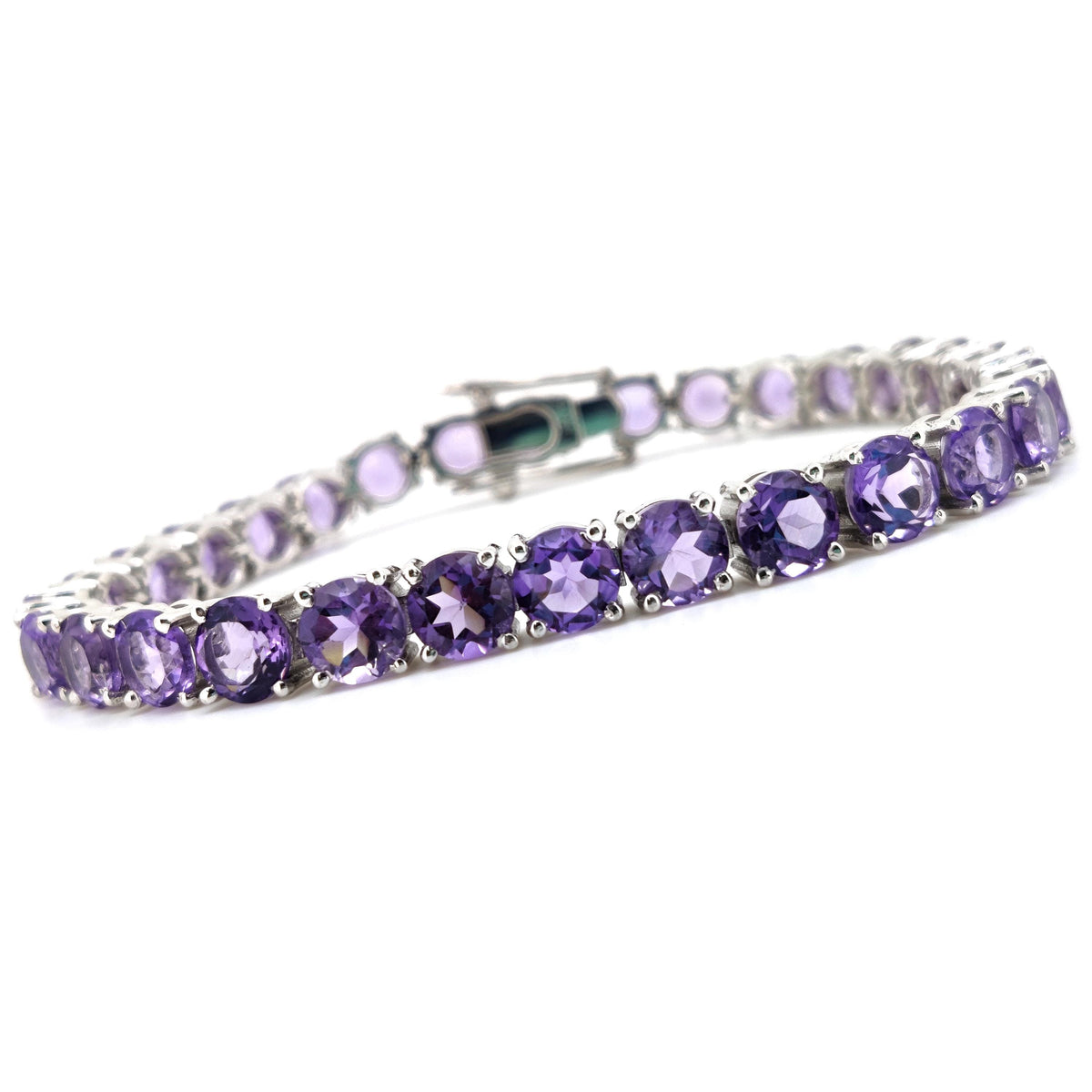 6mm Round Amethyst Tennis Bracelet, Sterling Silver, February Birthstone Jewelry