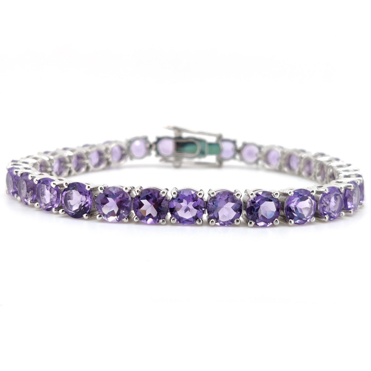 6mm Round Amethyst Tennis Bracelet, Sterling Silver, February Birthstone Jewelry