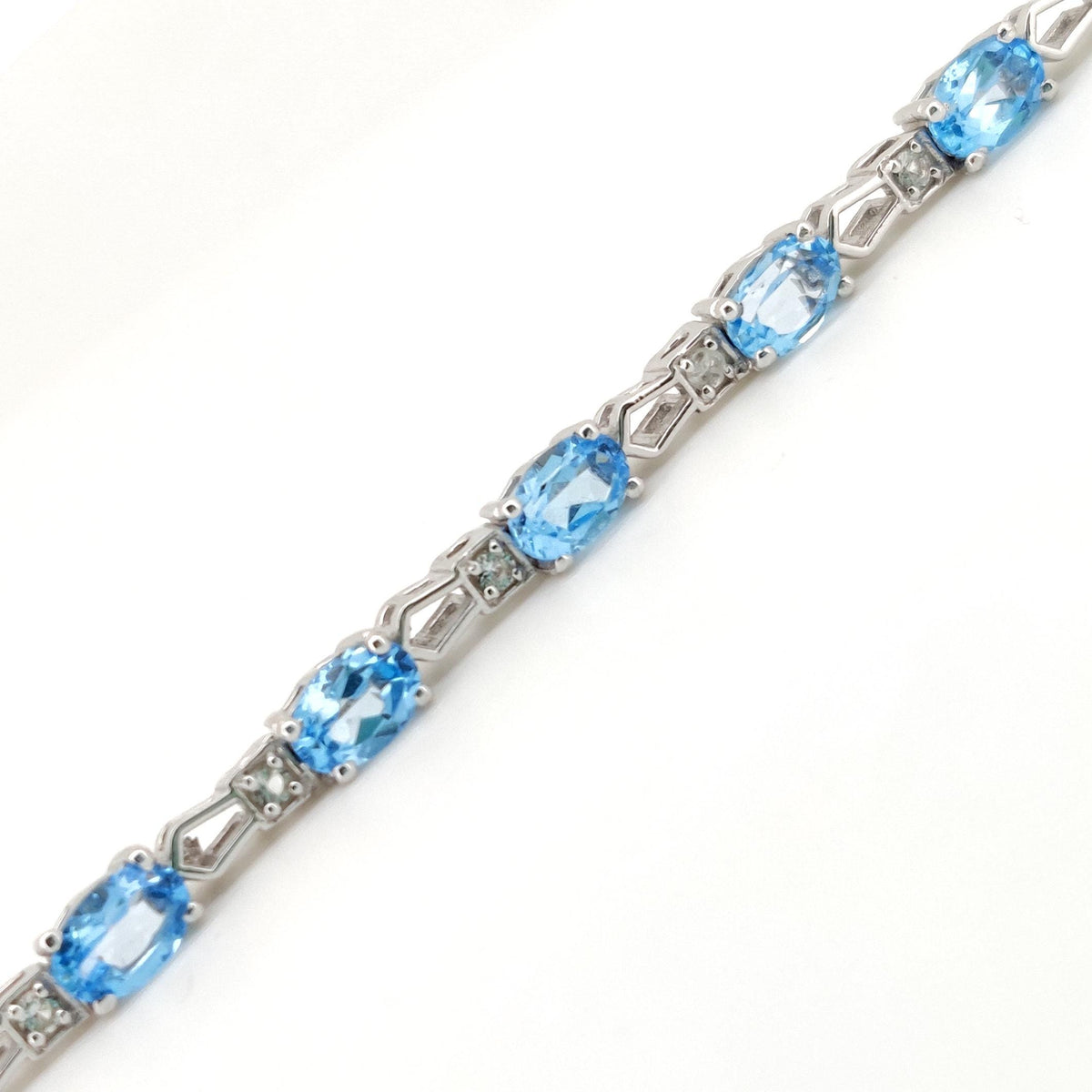 Oval Swiss Blue Topaz Tennis Bracelet, Sterling Silver, December Birthstone, Gemstone Jewelry