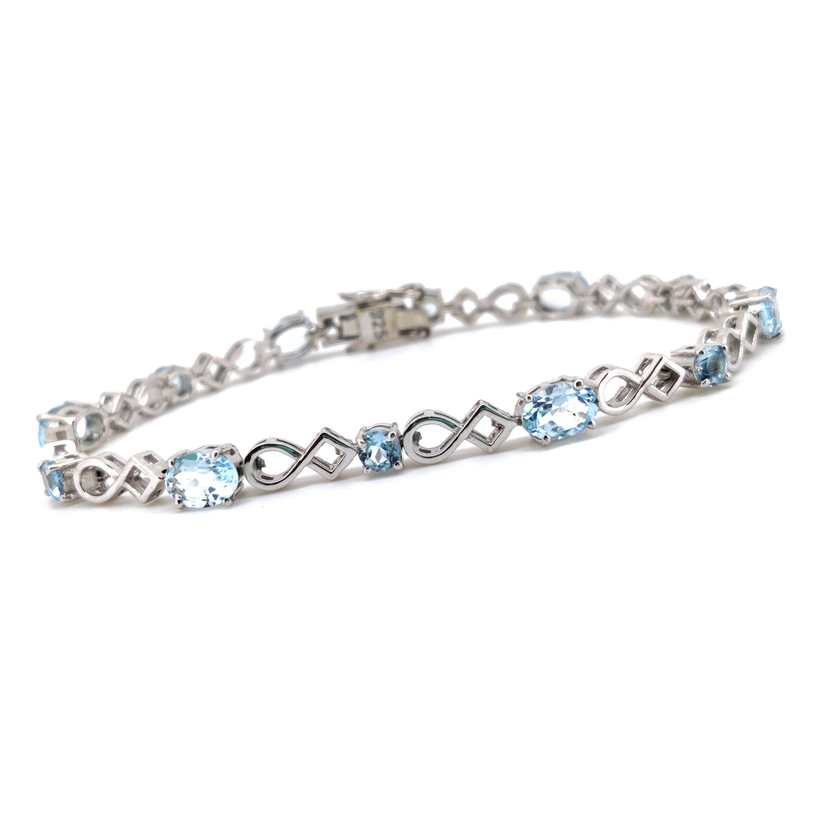 Sterling Silver Blue Topaz Tennis Bracelet, December Birthstone Jewelry