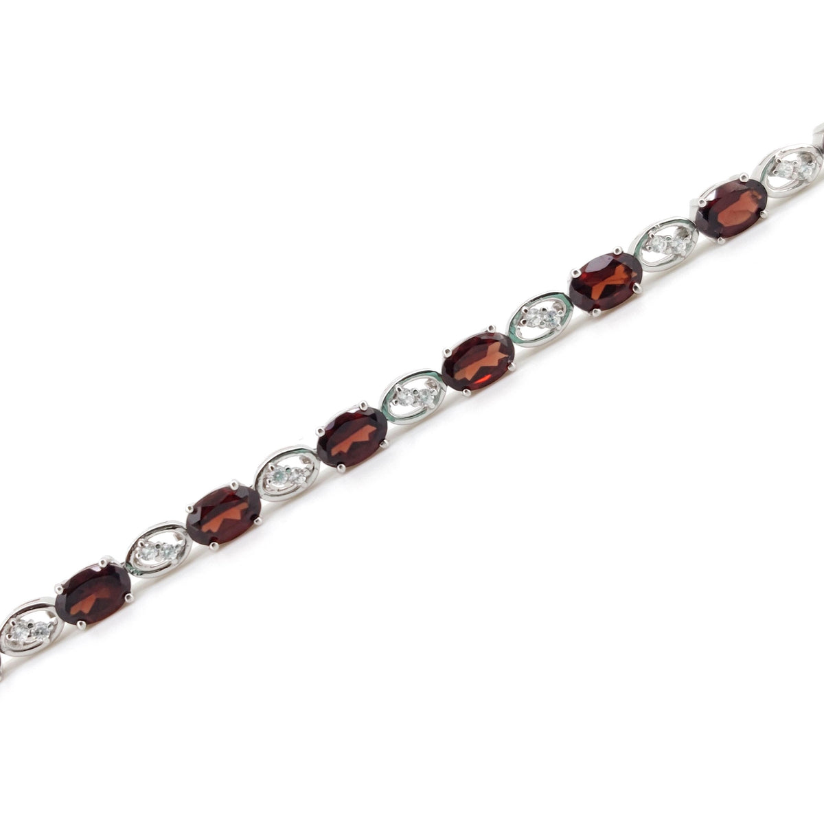 Oval Garnet Tennis Bracelet, Sterling Silver, January Birthstone, Red Gemstone Jewelry