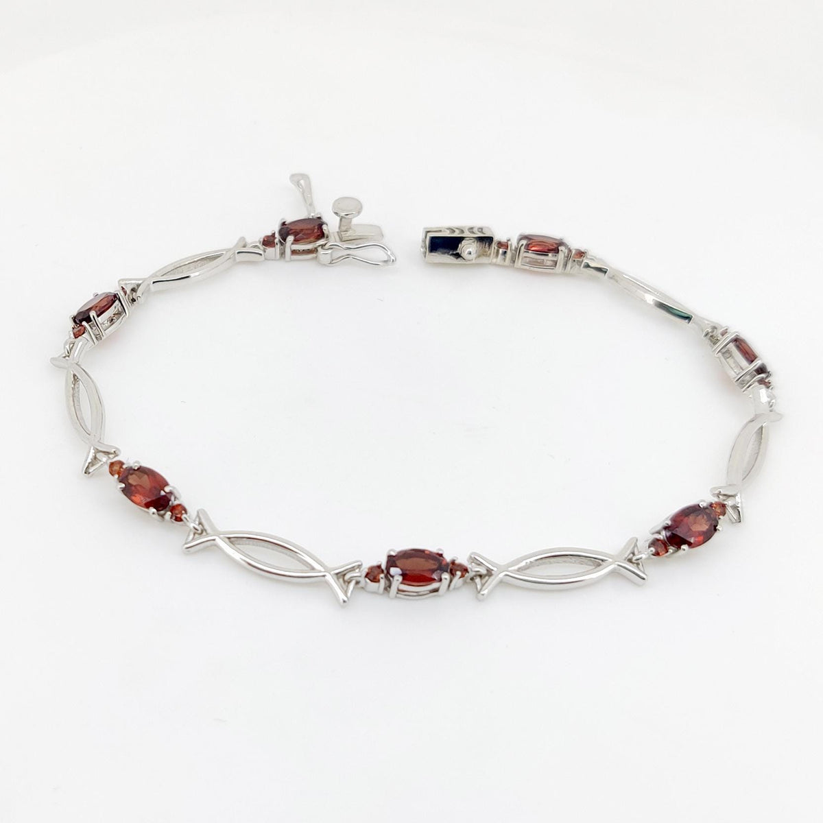 Garnet Tennis Bracelet: Sterling Silver January Birthstone Jewelry, Anniversary Gift