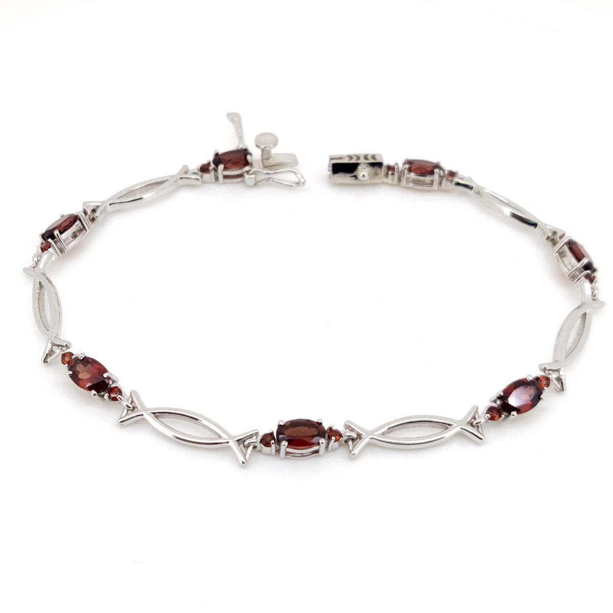 Garnet Tennis Bracelet: Sterling Silver January Birthstone Jewelry, Anniversary Gift