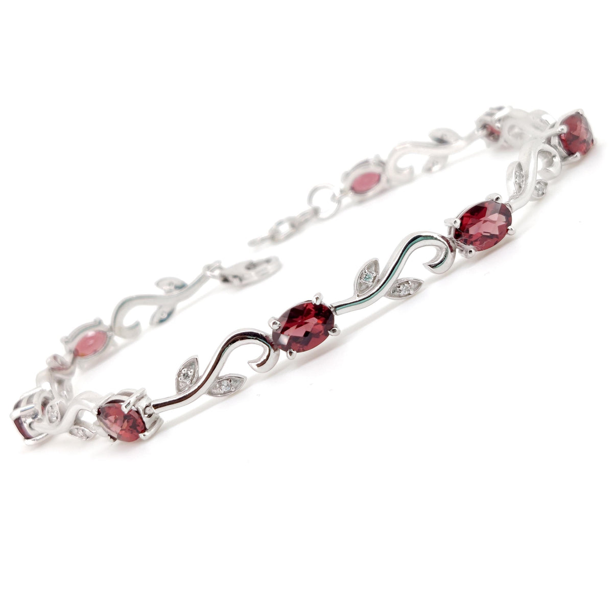 Garnet Bracelet: Sterling Silver January Birthstone, Mozambique Garnet Jewelry
