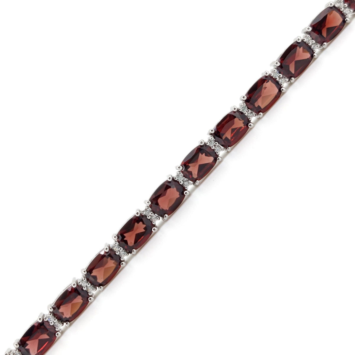 Natural Red Garnet Tennis Bracelet, 925 Sterling Silver, Cushion Cut, January Birthstone