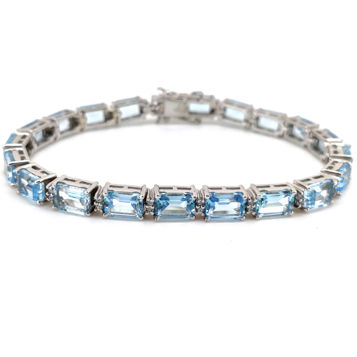Natural Blue Topaz Tennis Bracelet, Sterling Silver, December Birthstone, Elegant Gemstone Jewelry
