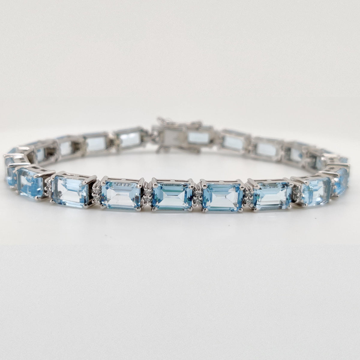 Natural Blue Topaz Tennis Bracelet, Sterling Silver, December Birthstone, Elegant Gemstone Jewelry